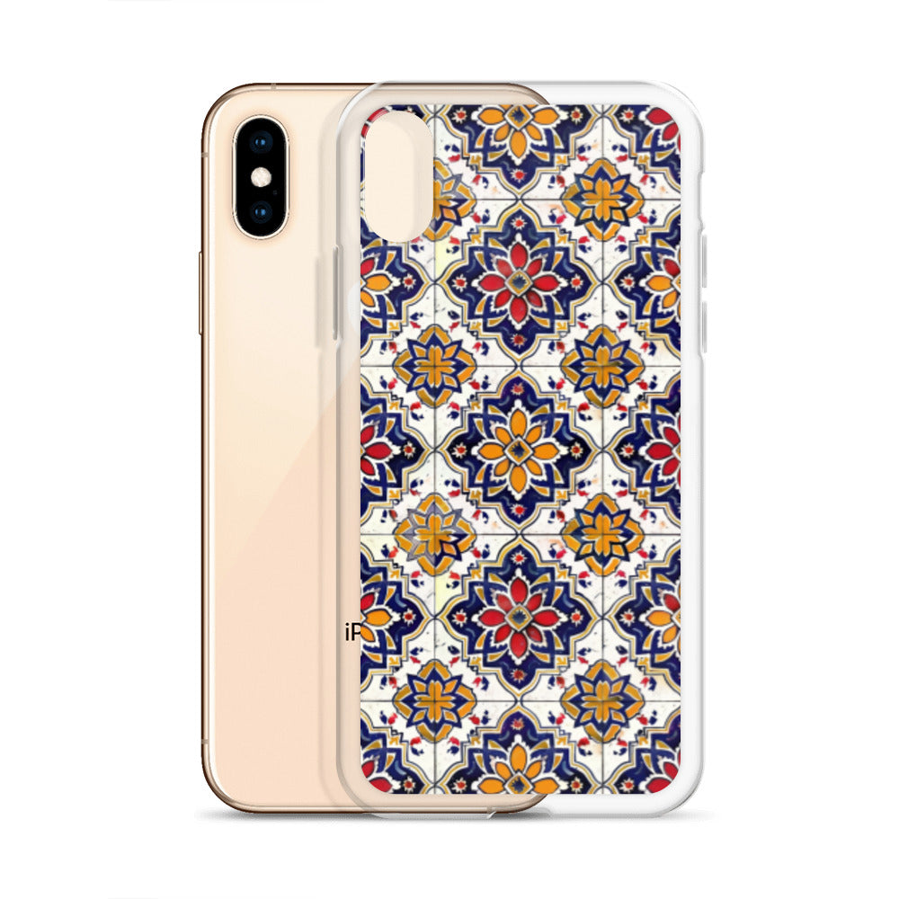 iPhone Case Colorful Andalusian Ceramic Tile Blue Orange Red