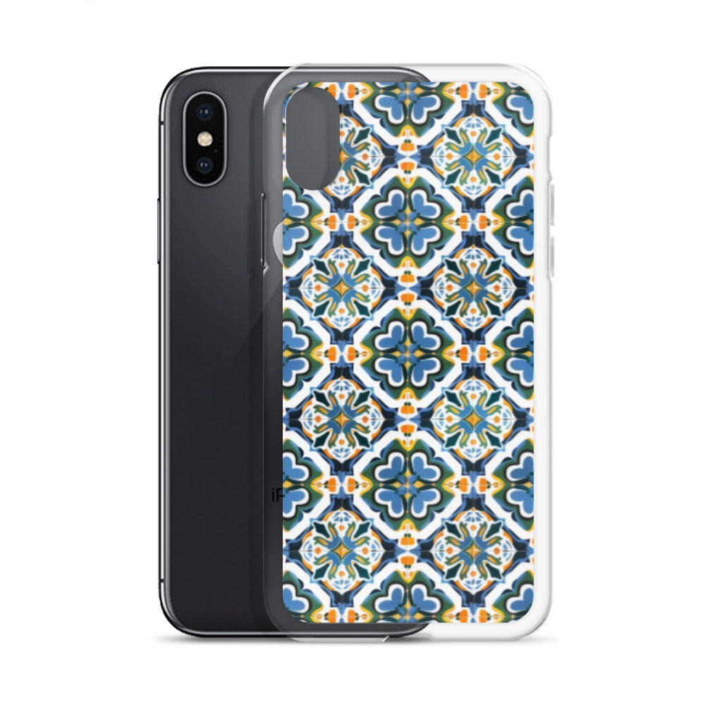 iPhone Case Colorful Andalusian Ceramic Tile Green Blue Orange