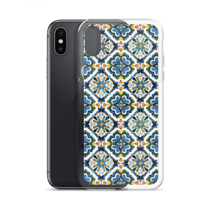 iPhone Case Colorful Andalusian Ceramic Tile Green Blue Orange