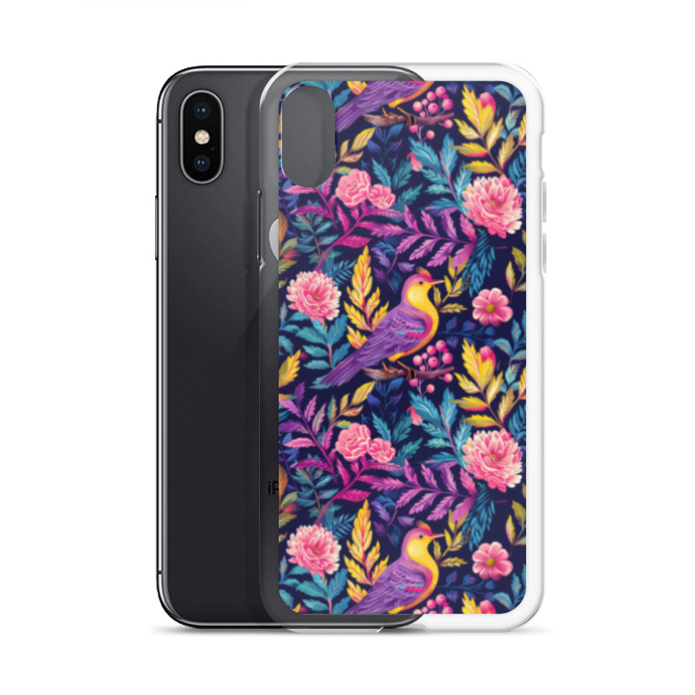 iPhone Case Colorful Flowers Plants and Birds