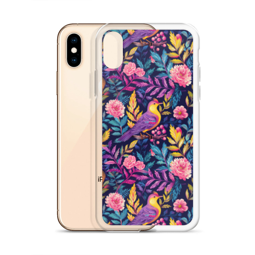 iPhone Case Colorful Flowers Plants and Birds