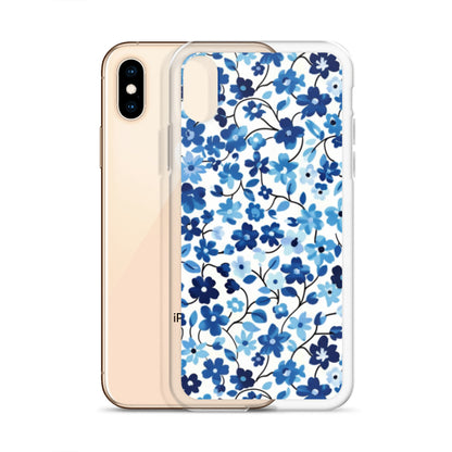 iPhone Case Blue Watercolor Flowers
