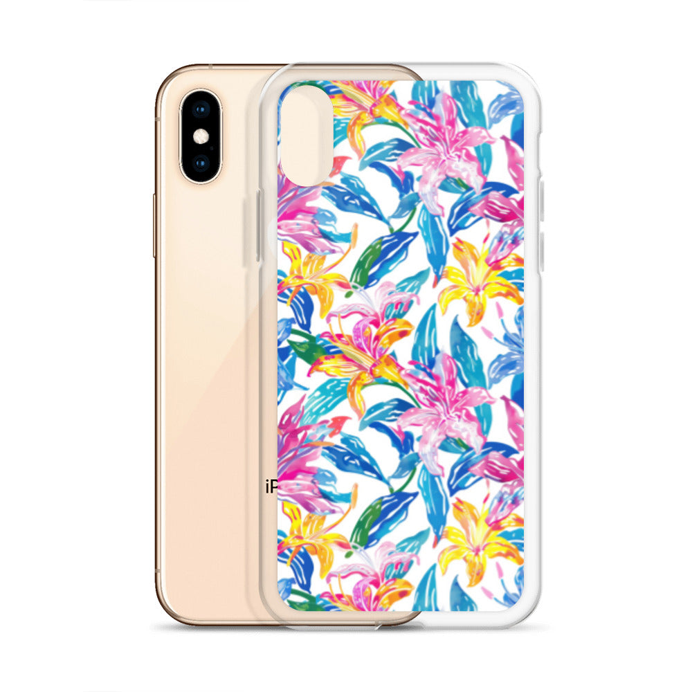 iPhone Case Colorful Floral Watercolor Blue Yellow Pink