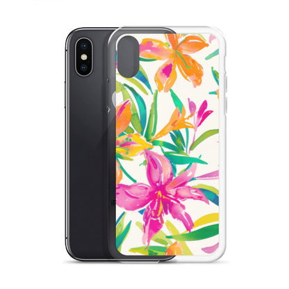iPhone Case Colorful Floral Watercolor Pink Orange