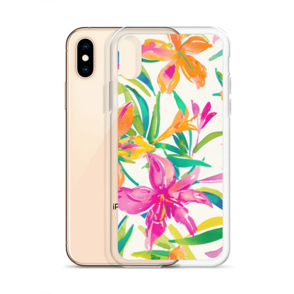 iPhone Case Colorful Floral Watercolor Pink Orange