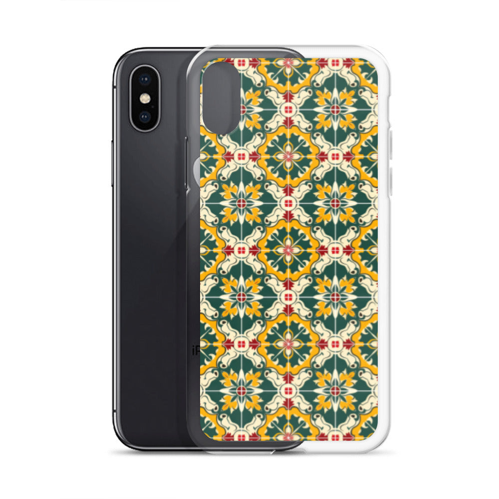 iPhone Case Green Colorful Traditional Maltese Cement Tile Pattern