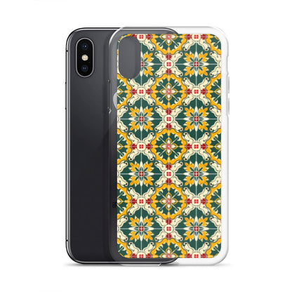 iPhone Case Green Colorful Traditional Maltese Cement Tile Pattern