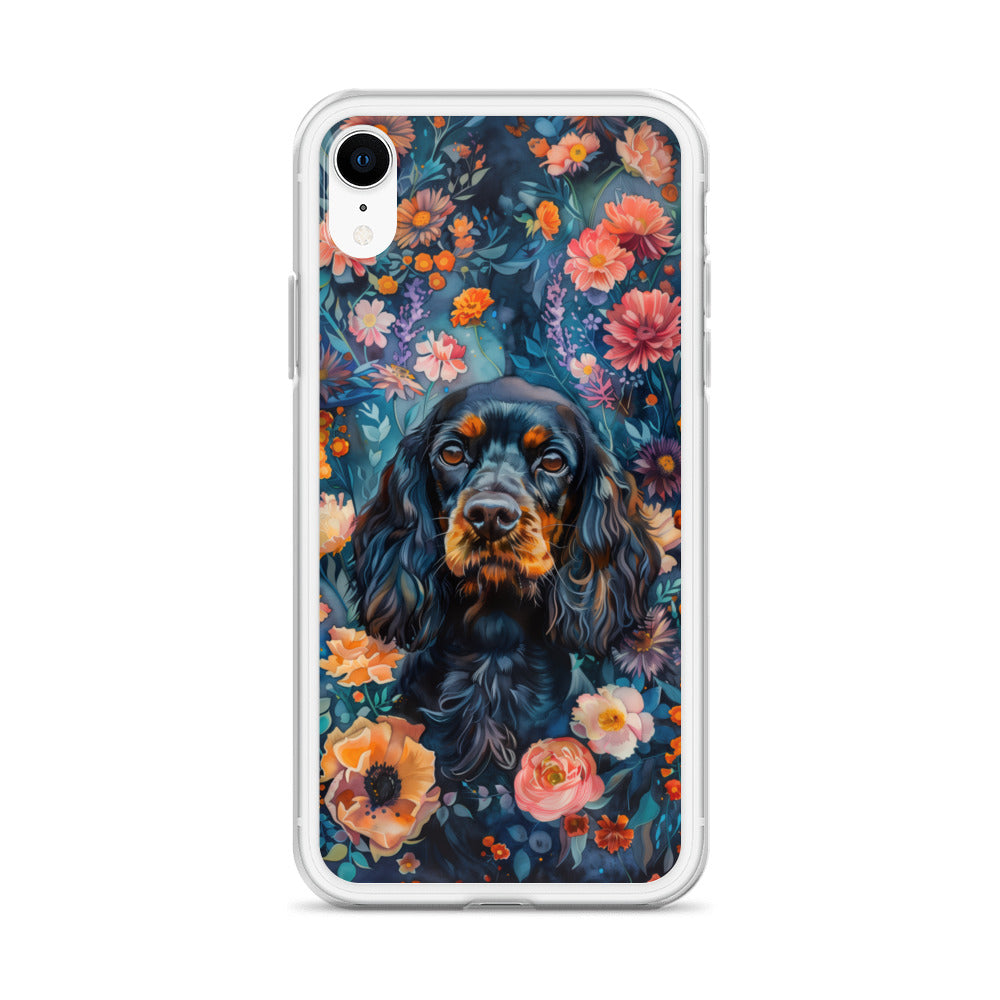 iPhone Case Watercolor Cocker Spaniel with Colorful Flowers