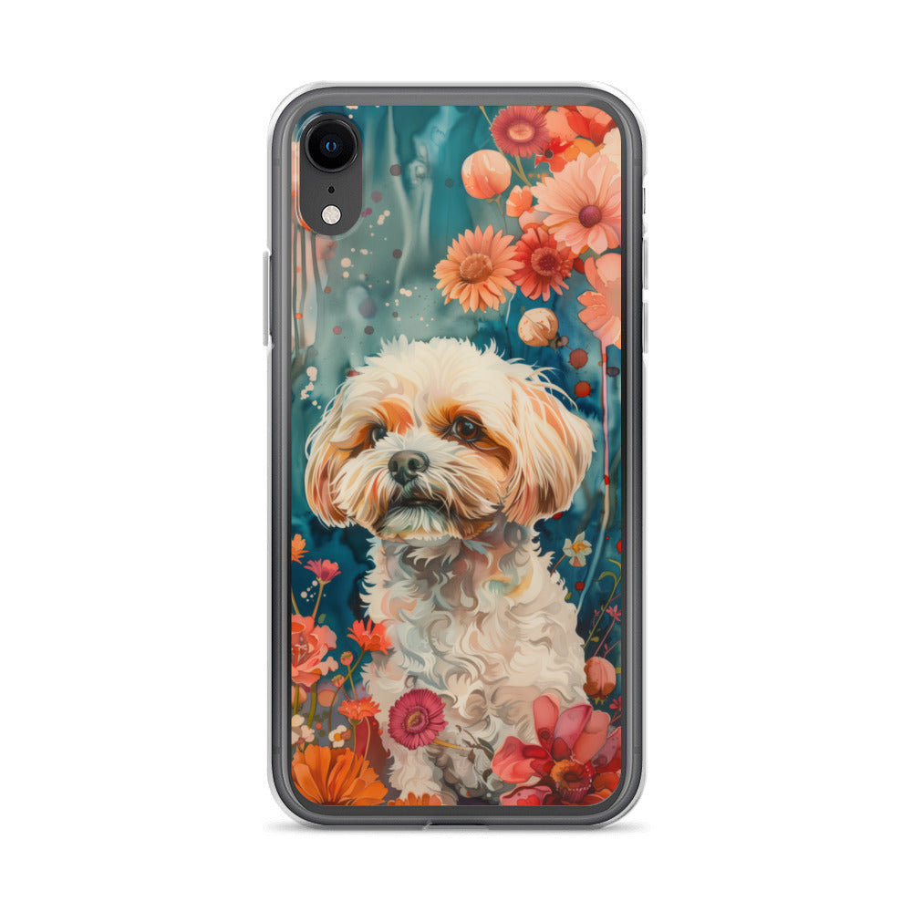 iPhone Case Watercolor Shih Tzu with Colorful Flowers