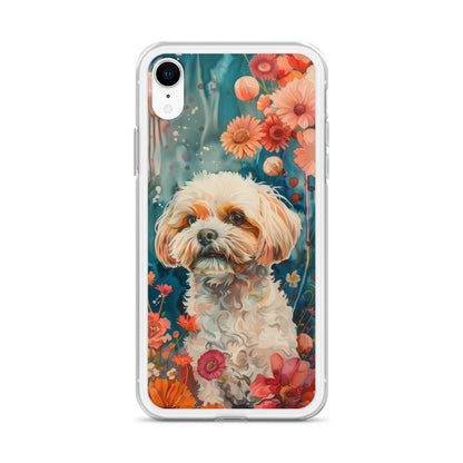 iPhone Case Watercolor Shih Tzu with Colorful Flowers