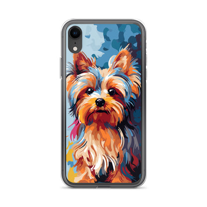 iPhone Case Painted Yorkshire Terrier Blue