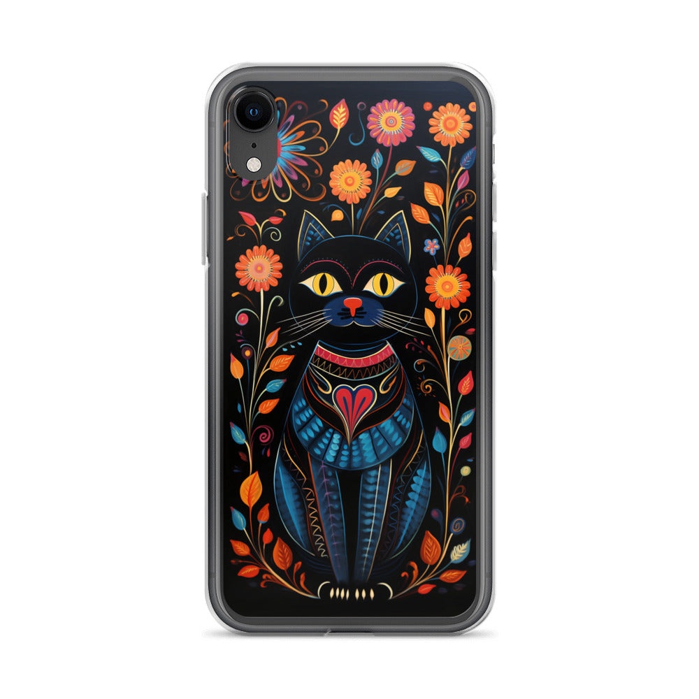 Folk Art Kitty Cat iPhone Case