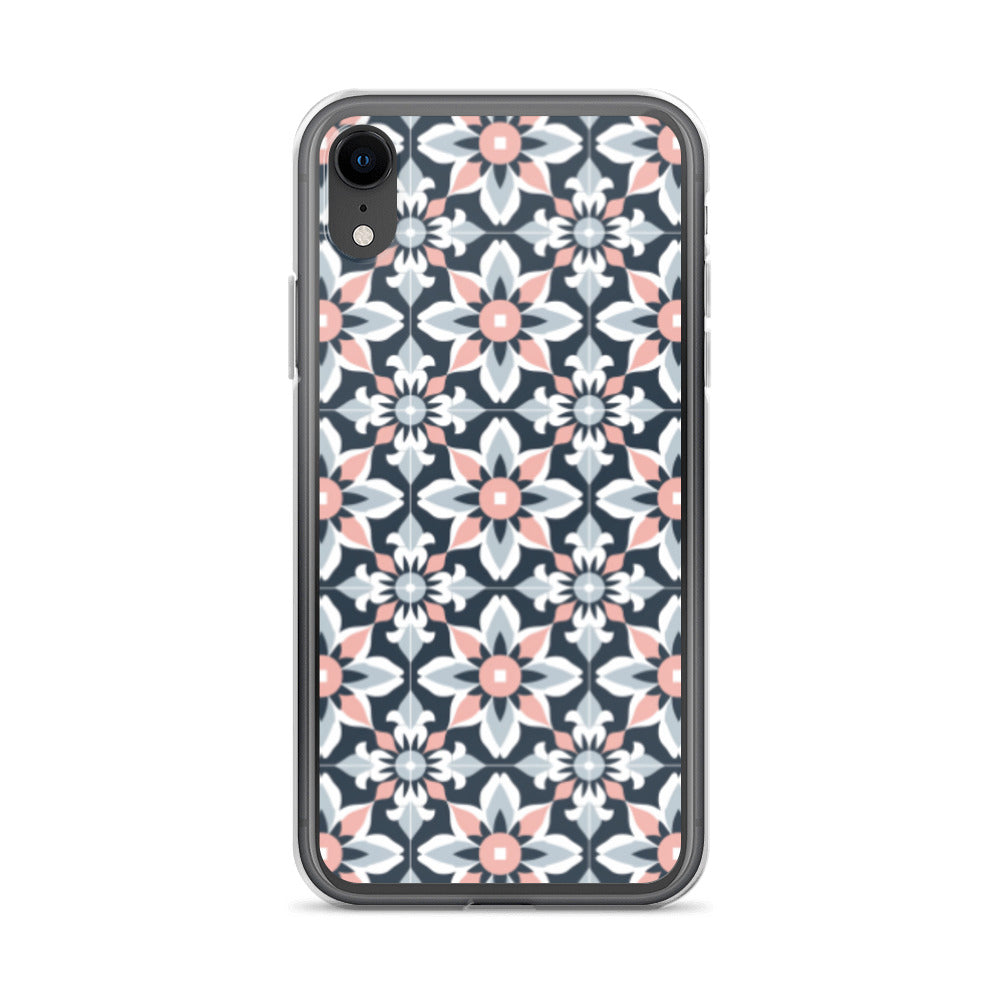 iPhone Case Geometric Flowers Pastel Pink and Blue