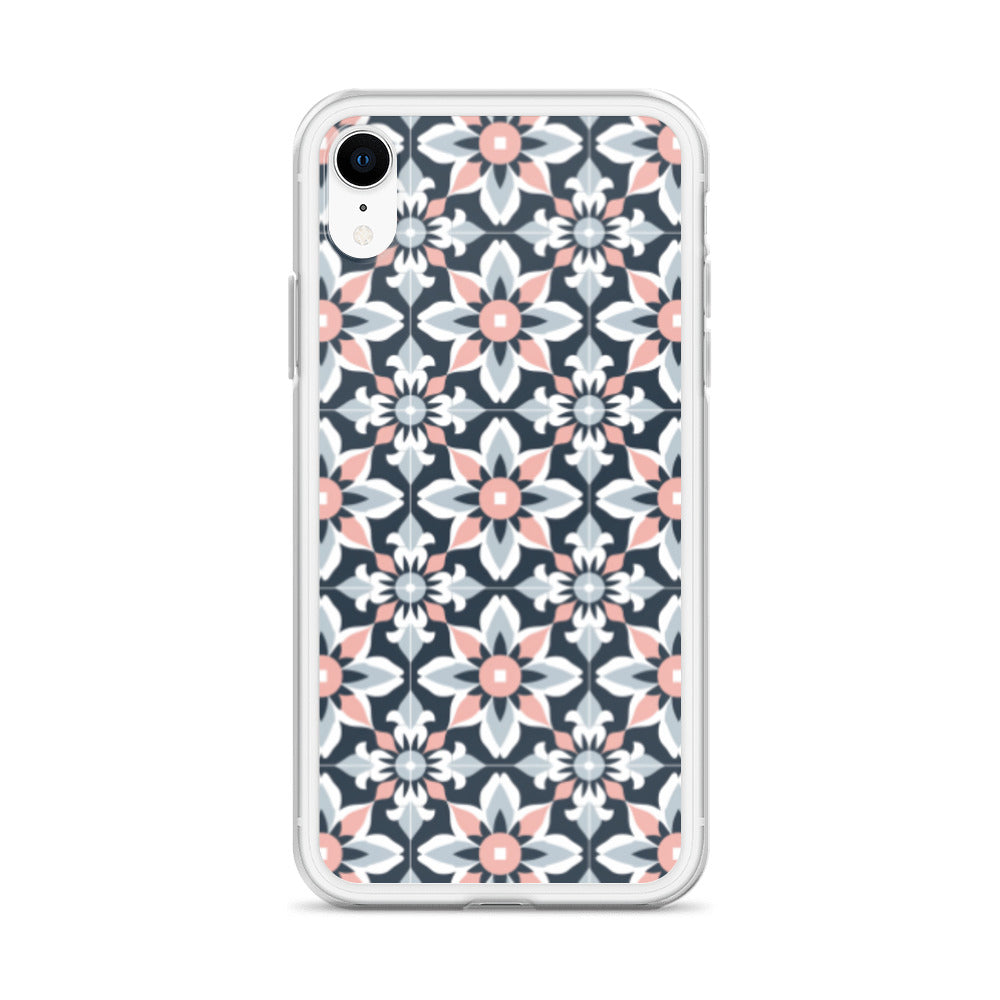 iPhone Case Geometric Flowers Pastel Pink and Blue