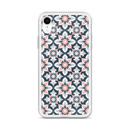 iPhone Case Geometric Flowers Pastel Pink and Blue