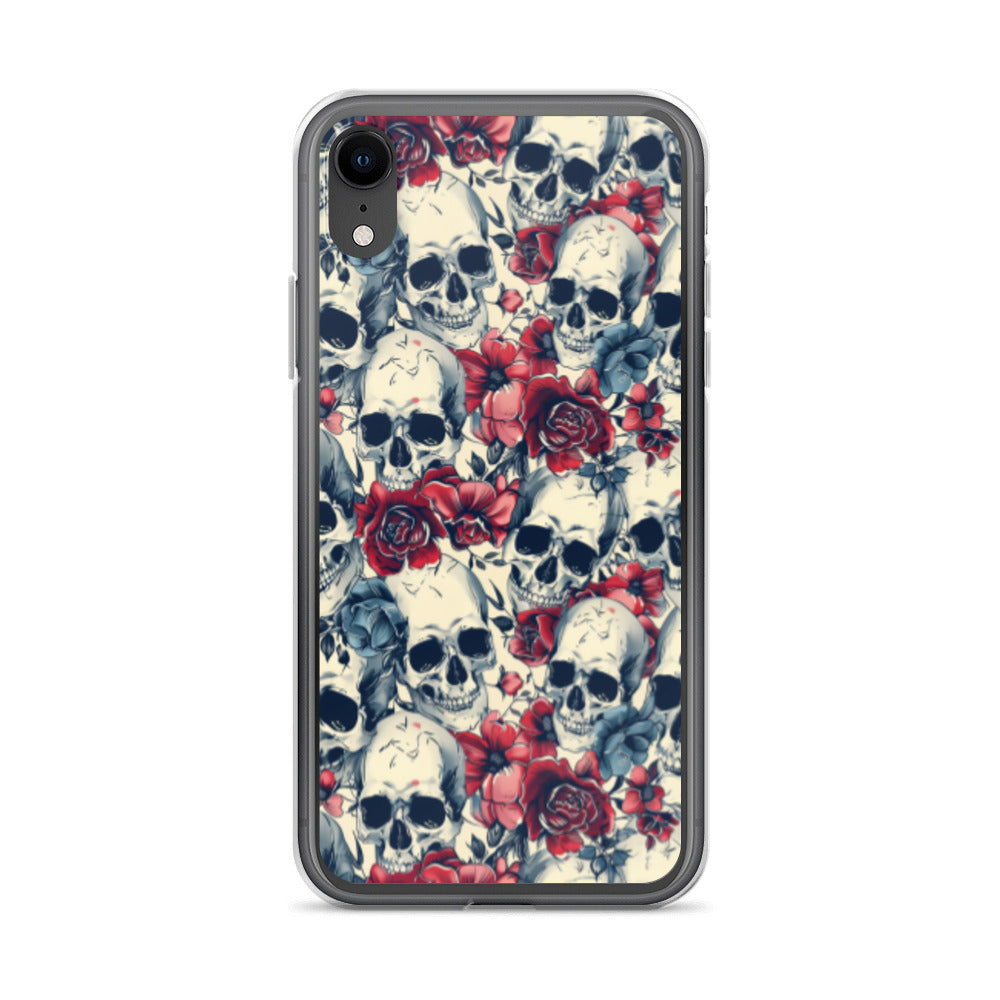 iPhone Case Skulls and Red Roses