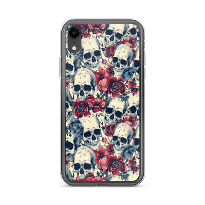 iPhone Case Skulls and Red Roses