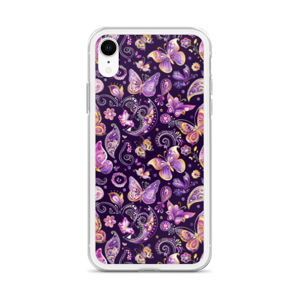 iPhone Case Purple Butterfly Paisley
