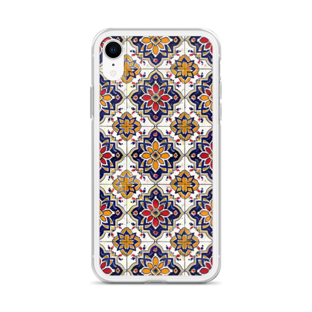 iPhone Case Colorful Andalusian Ceramic Tile Blue Orange Red