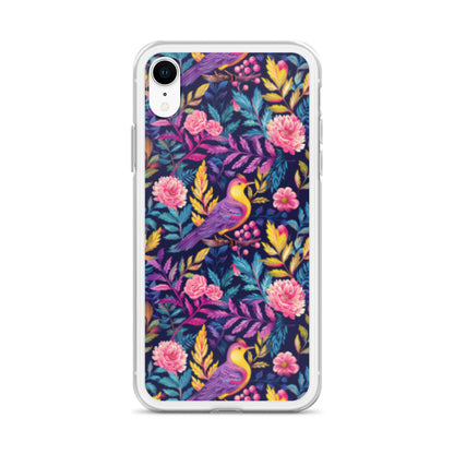 iPhone Case Colorful Flowers Plants and Birds