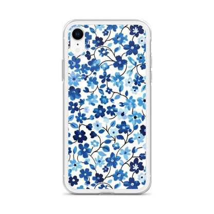 iPhone Case Blue Watercolor Flowers