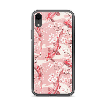 iPhone Case Pink Japanese Koi Fish and Cherry Blossoms