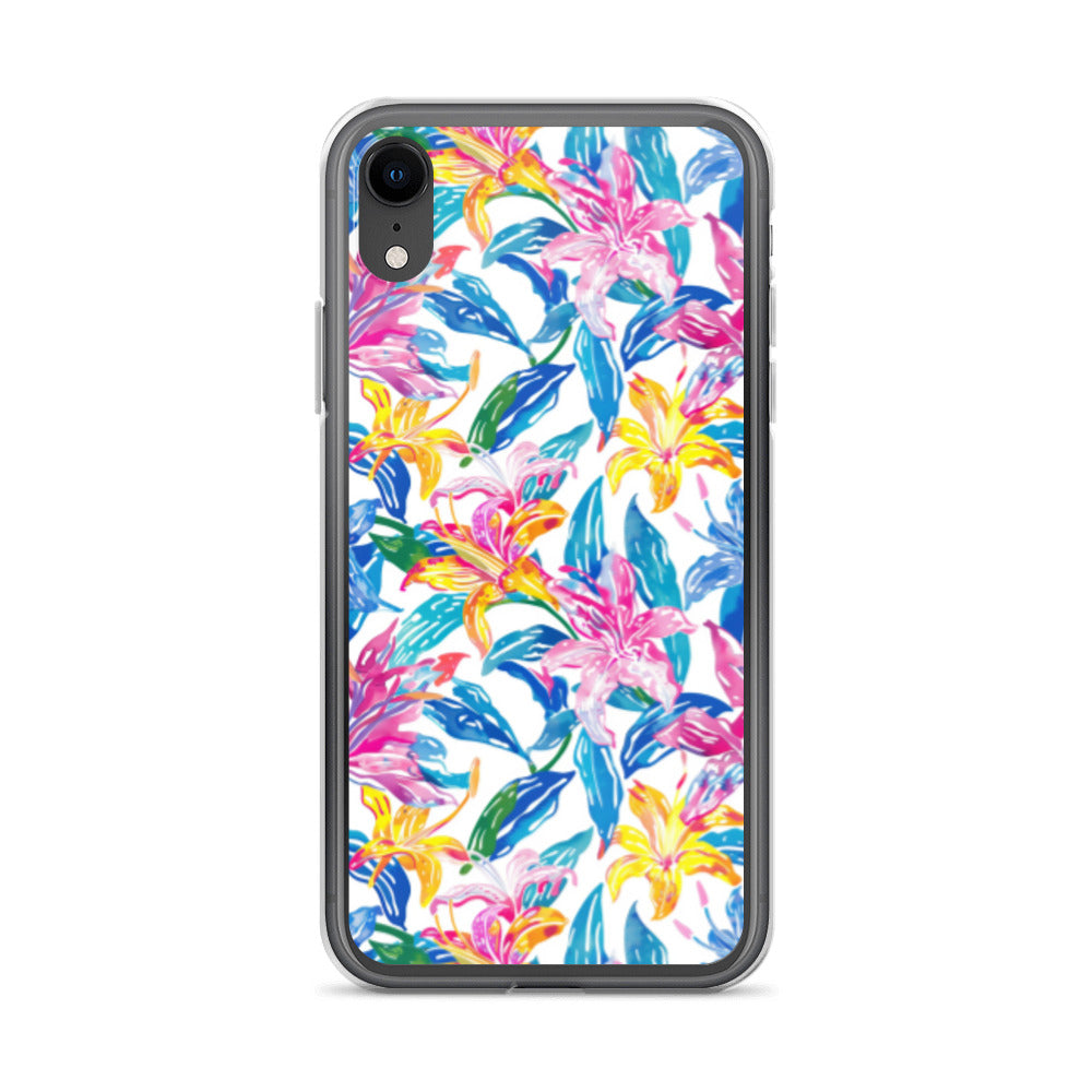 iPhone Case Colorful Floral Watercolor Blue Yellow Pink