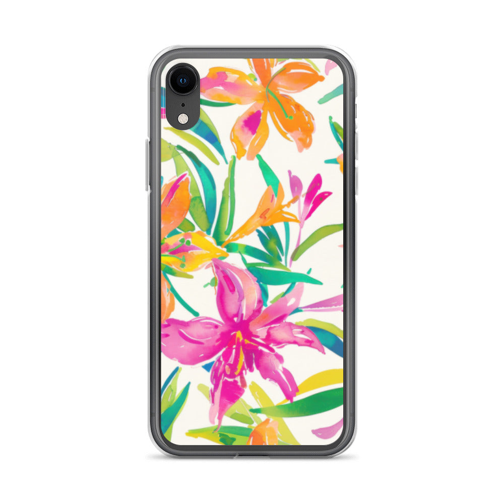 iPhone Case Colorful Floral Watercolor Pink Orange