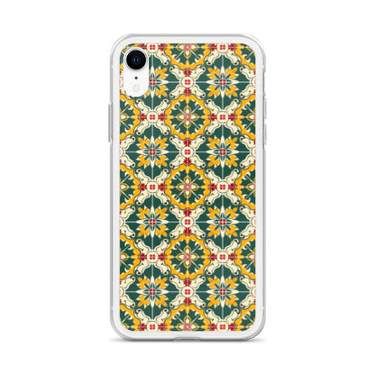 iPhone Case Green Colorful Traditional Maltese Cement Tile Pattern
