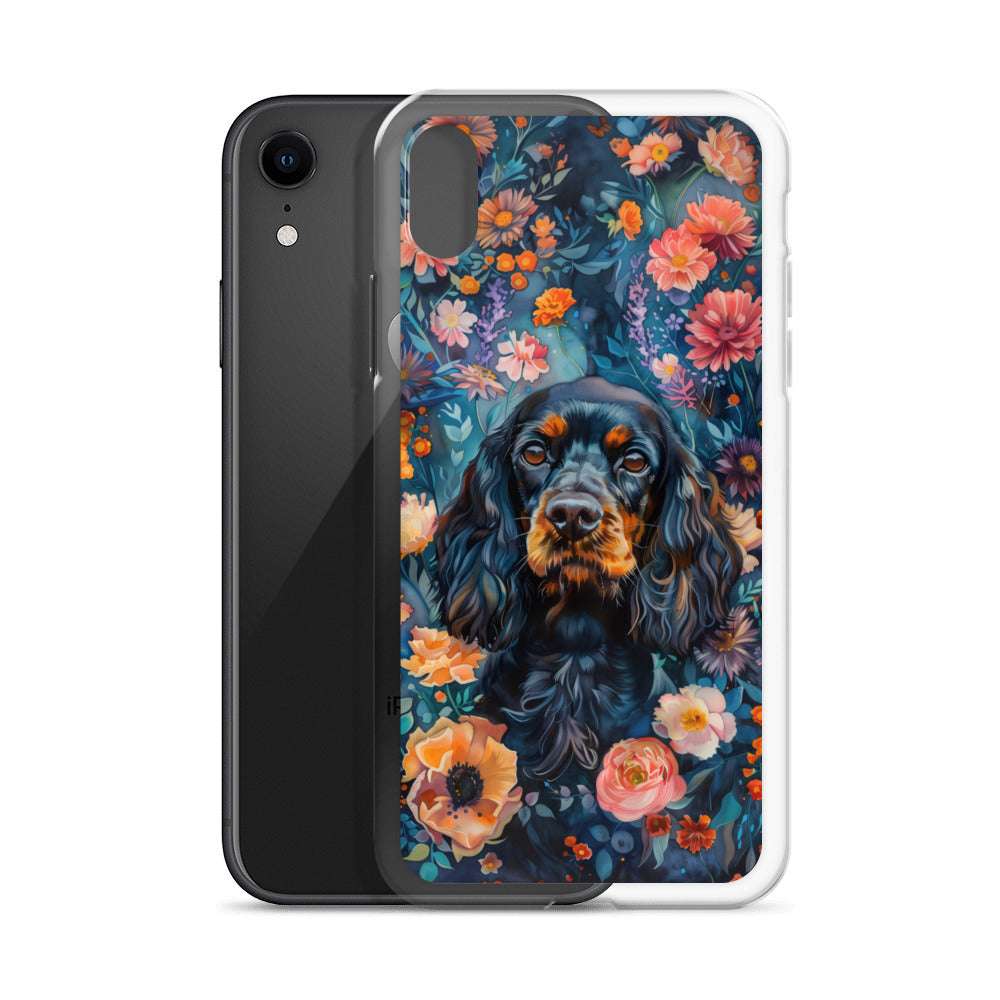 iPhone Case Watercolor Cocker Spaniel with Colorful Flowers