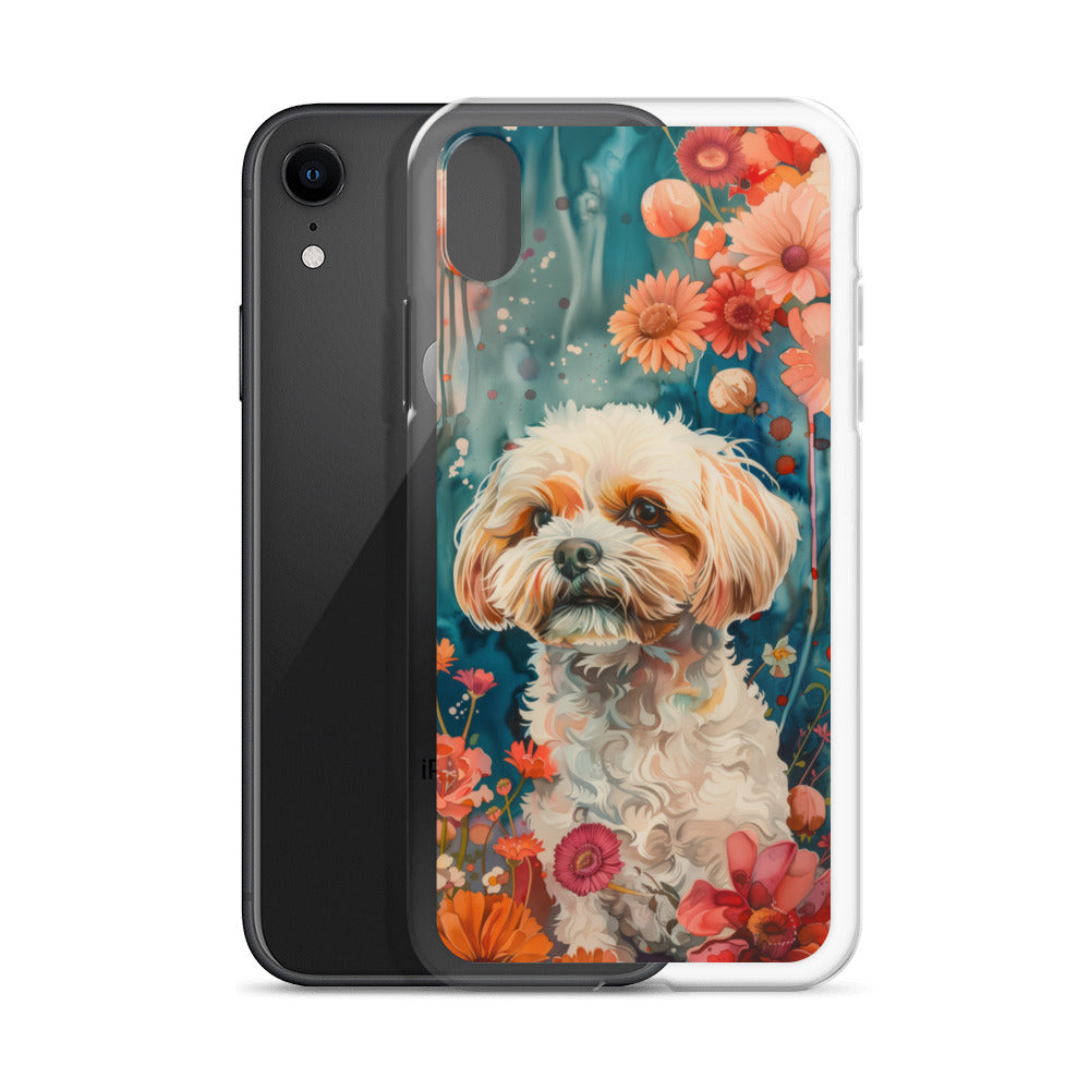 iPhone Case Watercolor Shih Tzu with Colorful Flowers