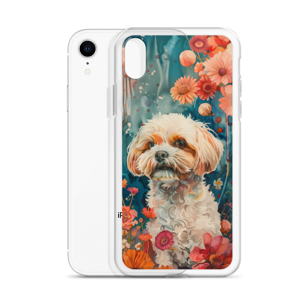 iPhone Case Watercolor Shih Tzu with Colorful Flowers