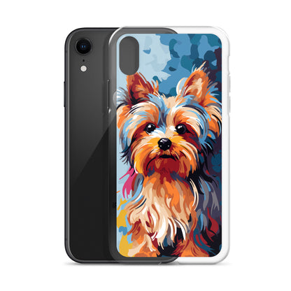iPhone Case Painted Yorkshire Terrier Blue