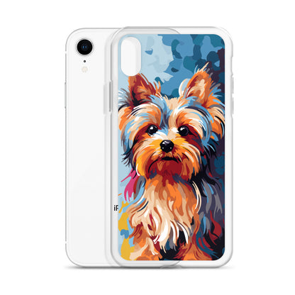 iPhone Case Painted Yorkshire Terrier Blue