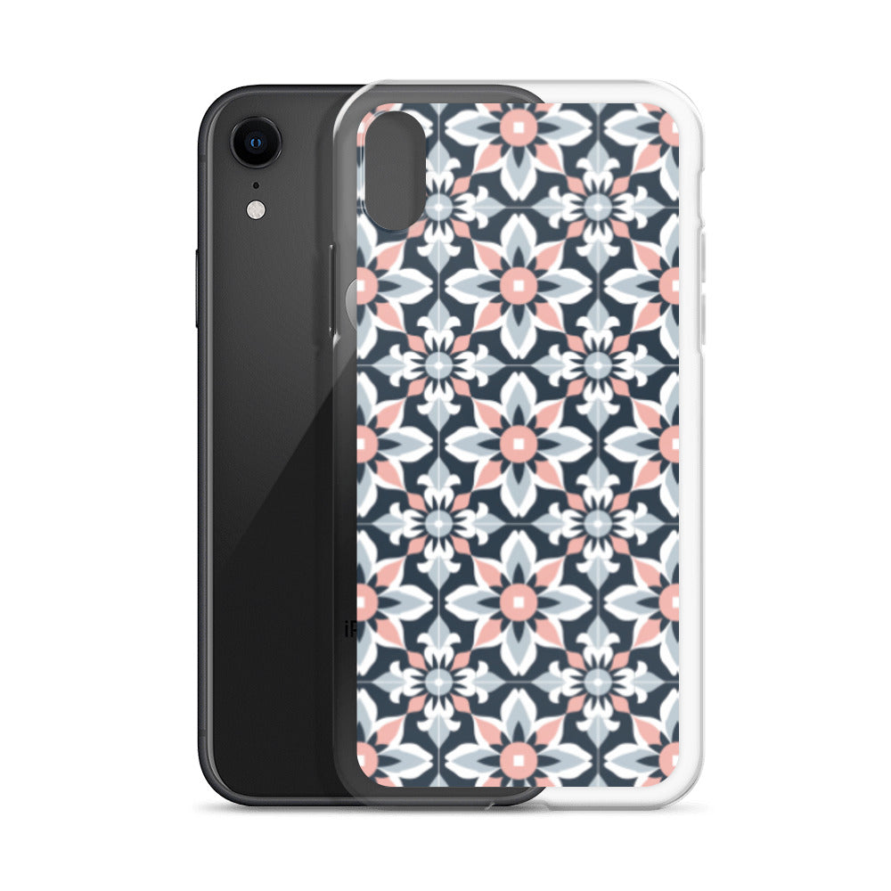 iPhone Case Geometric Flowers Pastel Pink and Blue