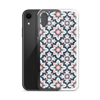 iPhone Case Geometric Flowers Pastel Pink and Blue