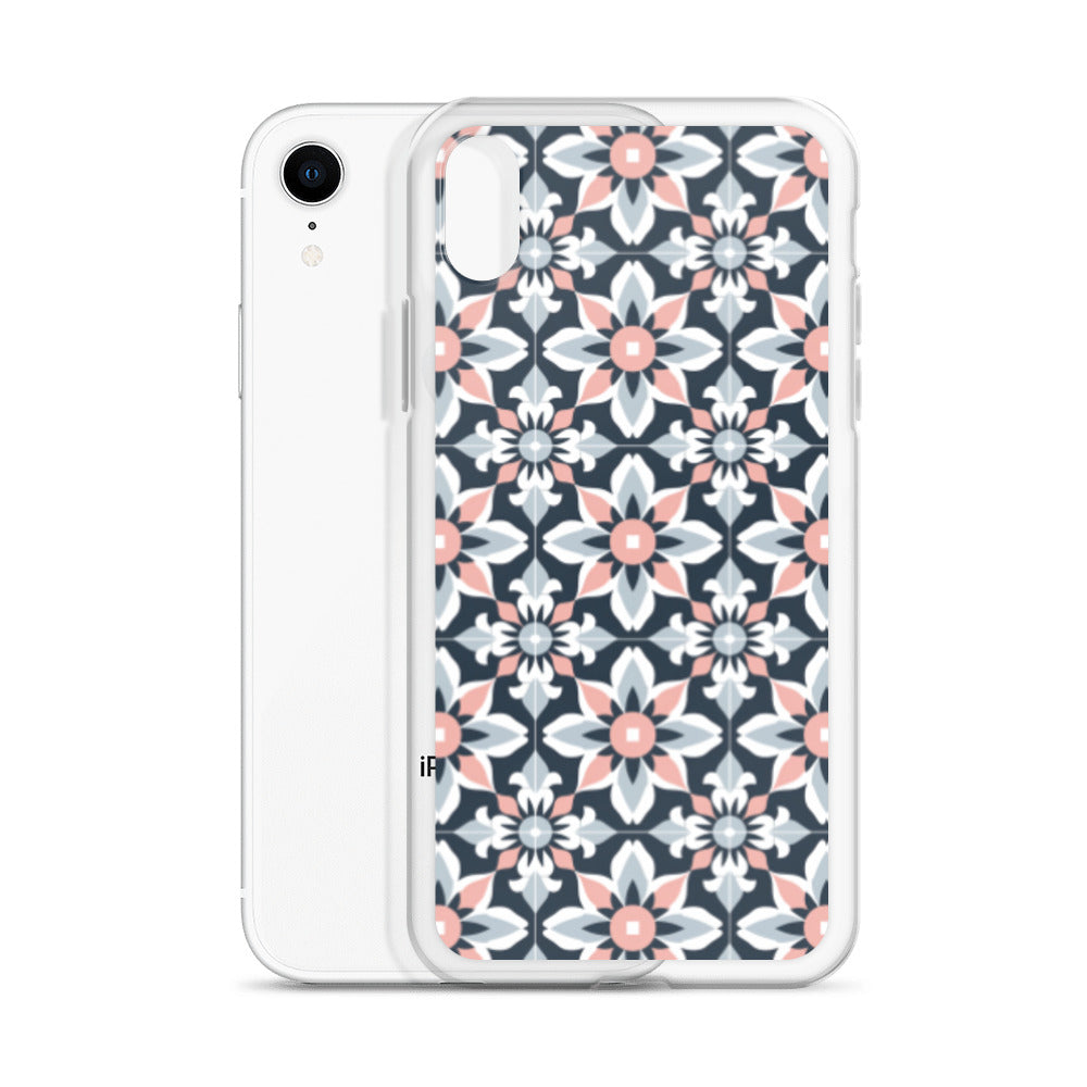 iPhone Case Geometric Flowers Pastel Pink and Blue