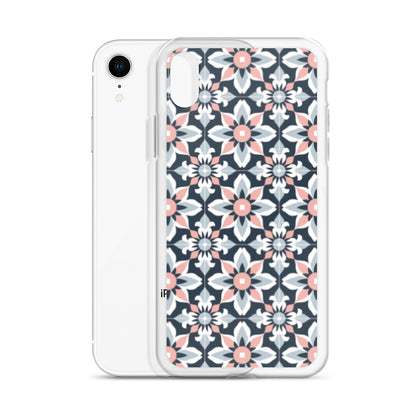 iPhone Case Geometric Flowers Pastel Pink and Blue