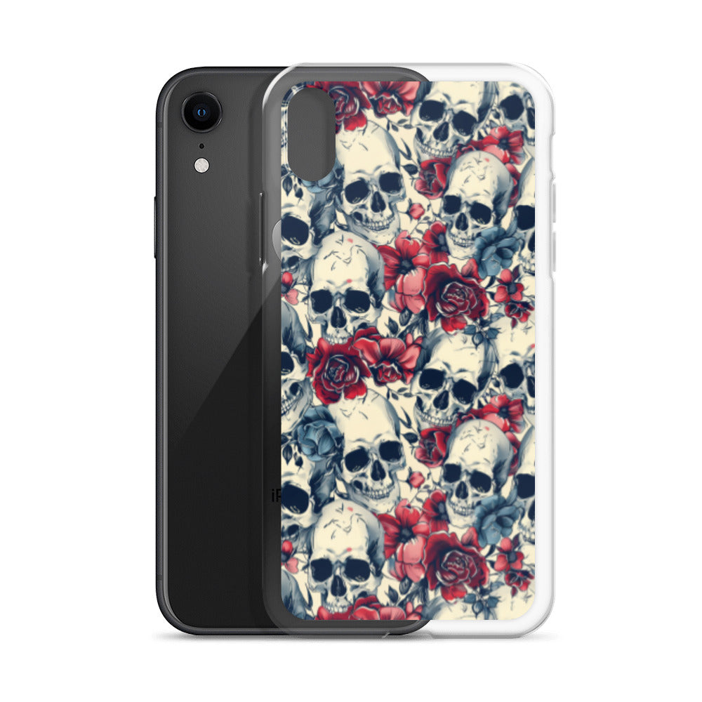 iPhone Case Skulls and Red Roses