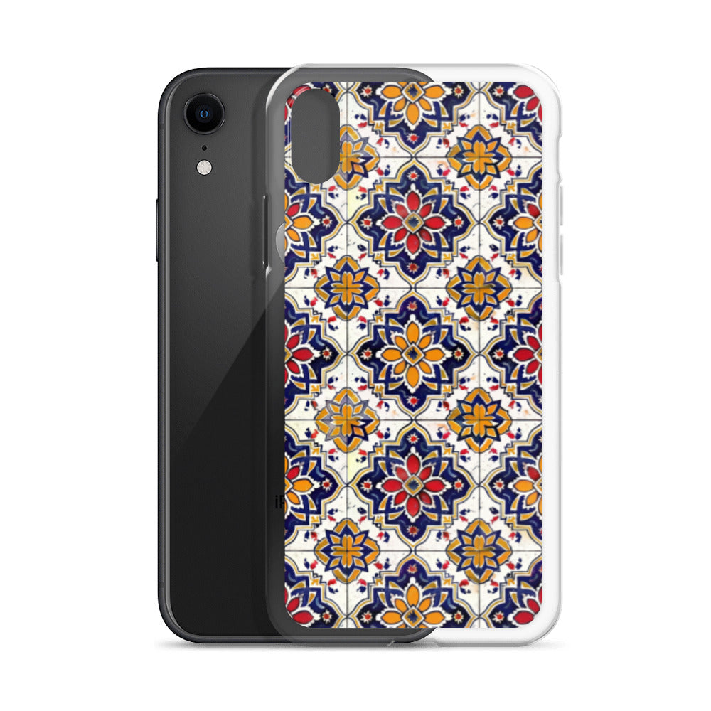 iPhone Case Colorful Andalusian Ceramic Tile Blue Orange Red