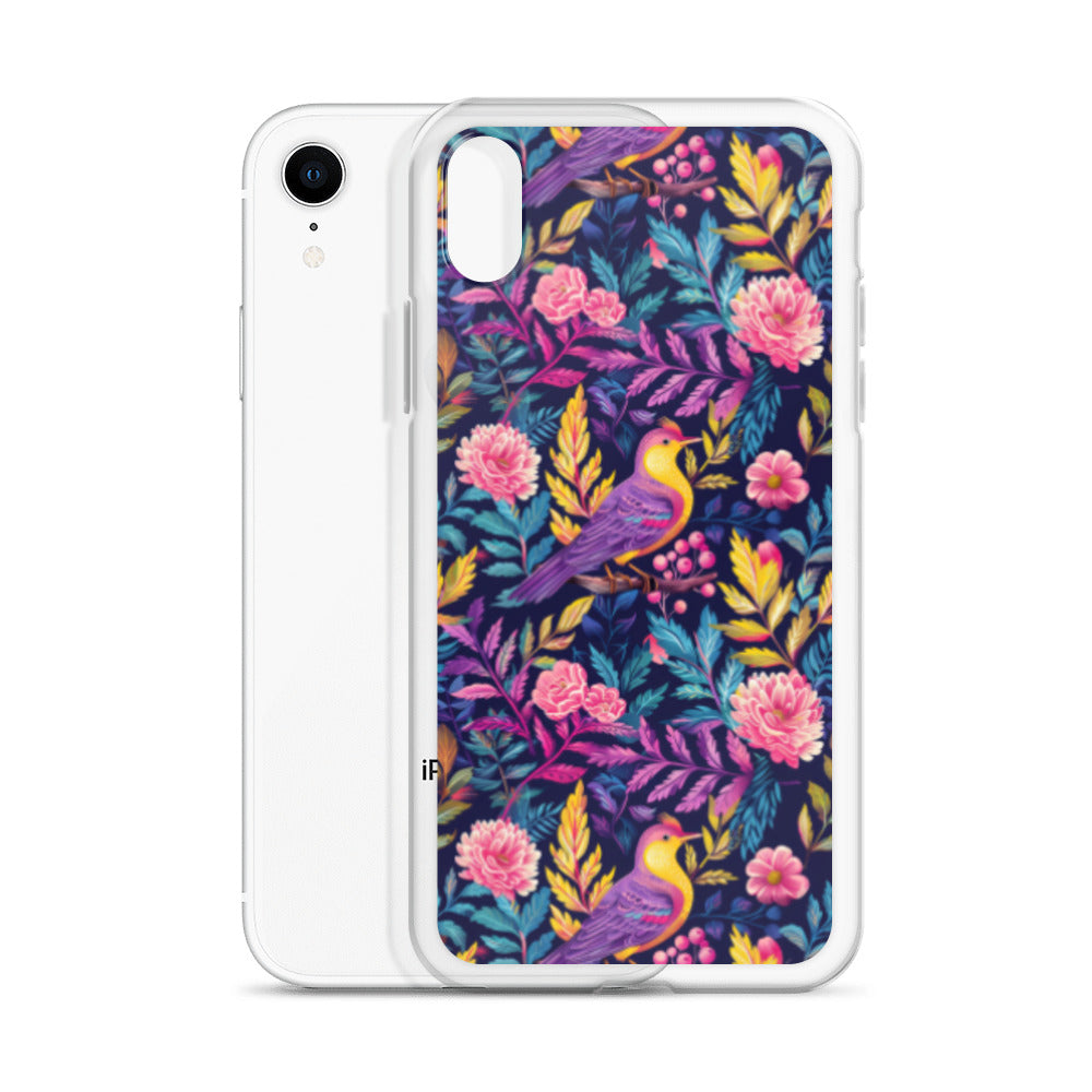 iPhone Case Colorful Flowers Plants and Birds