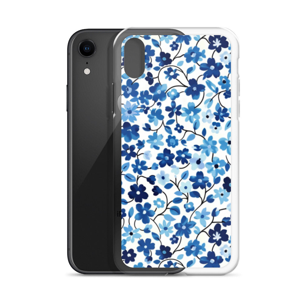 iPhone Case Blue Watercolor Flowers