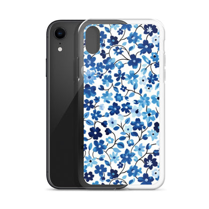 iPhone Case Blue Watercolor Flowers