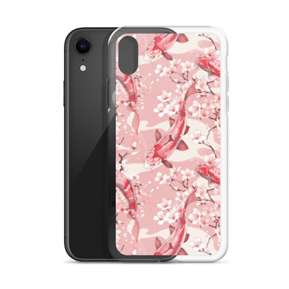 iPhone Case Pink Japanese Koi Fish and Cherry Blossoms