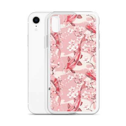 iPhone Case Pink Japanese Koi Fish and Cherry Blossoms