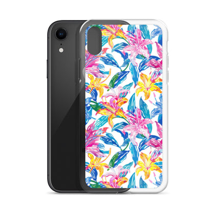 iPhone Case Colorful Floral Watercolor Blue Yellow Pink