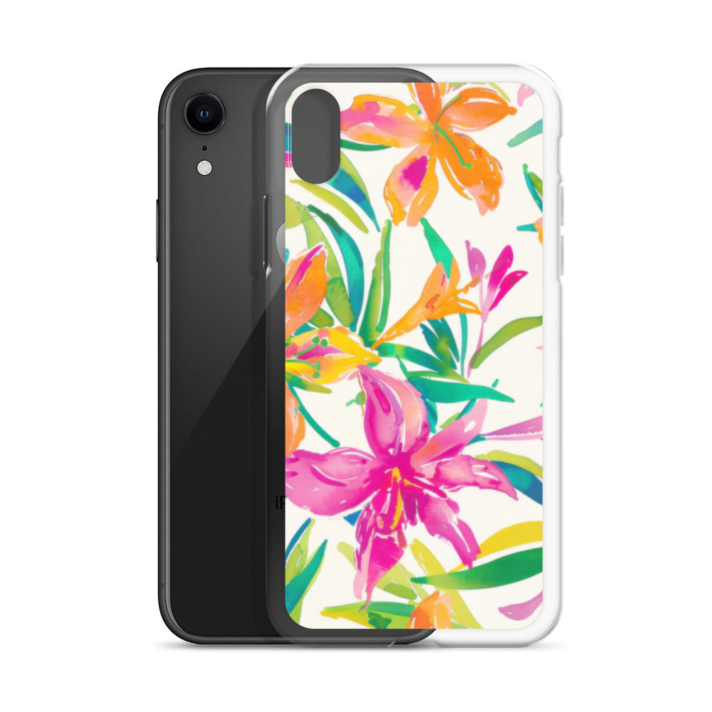 iPhone Case Colorful Floral Watercolor Pink Orange