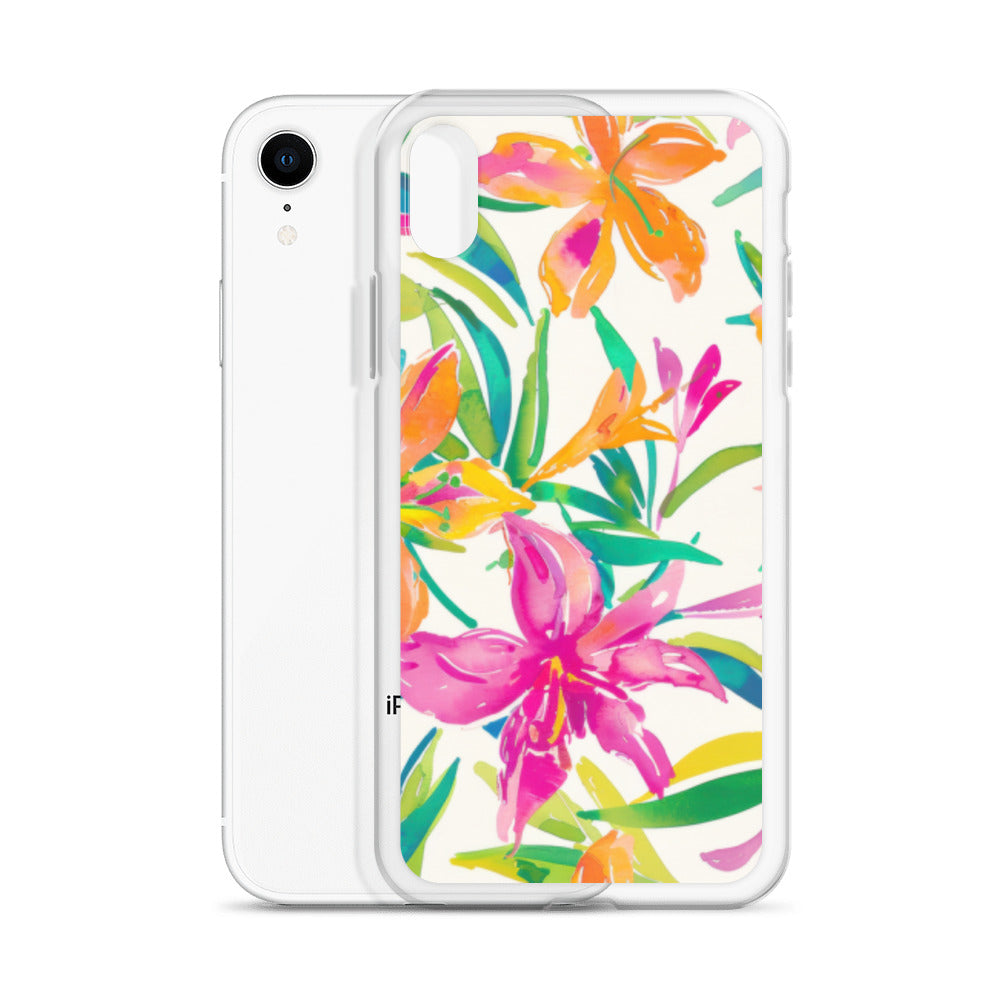 iPhone Case Colorful Floral Watercolor Pink Orange